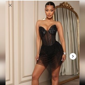 Little Black Sequin Corset Dress